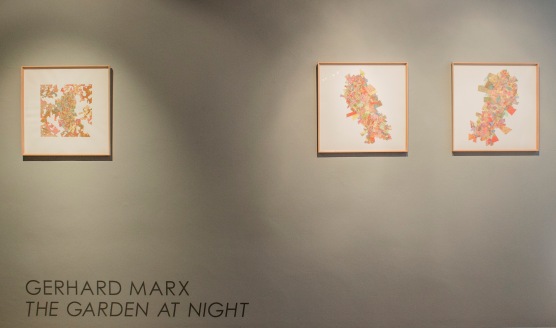 The title view of the exhibition. "The Garden at Night" is a beautiful title and brings to the works an element of mystery, referring to the ongoing growing processes we never truly get to witness due to the slower nature of growing things.
